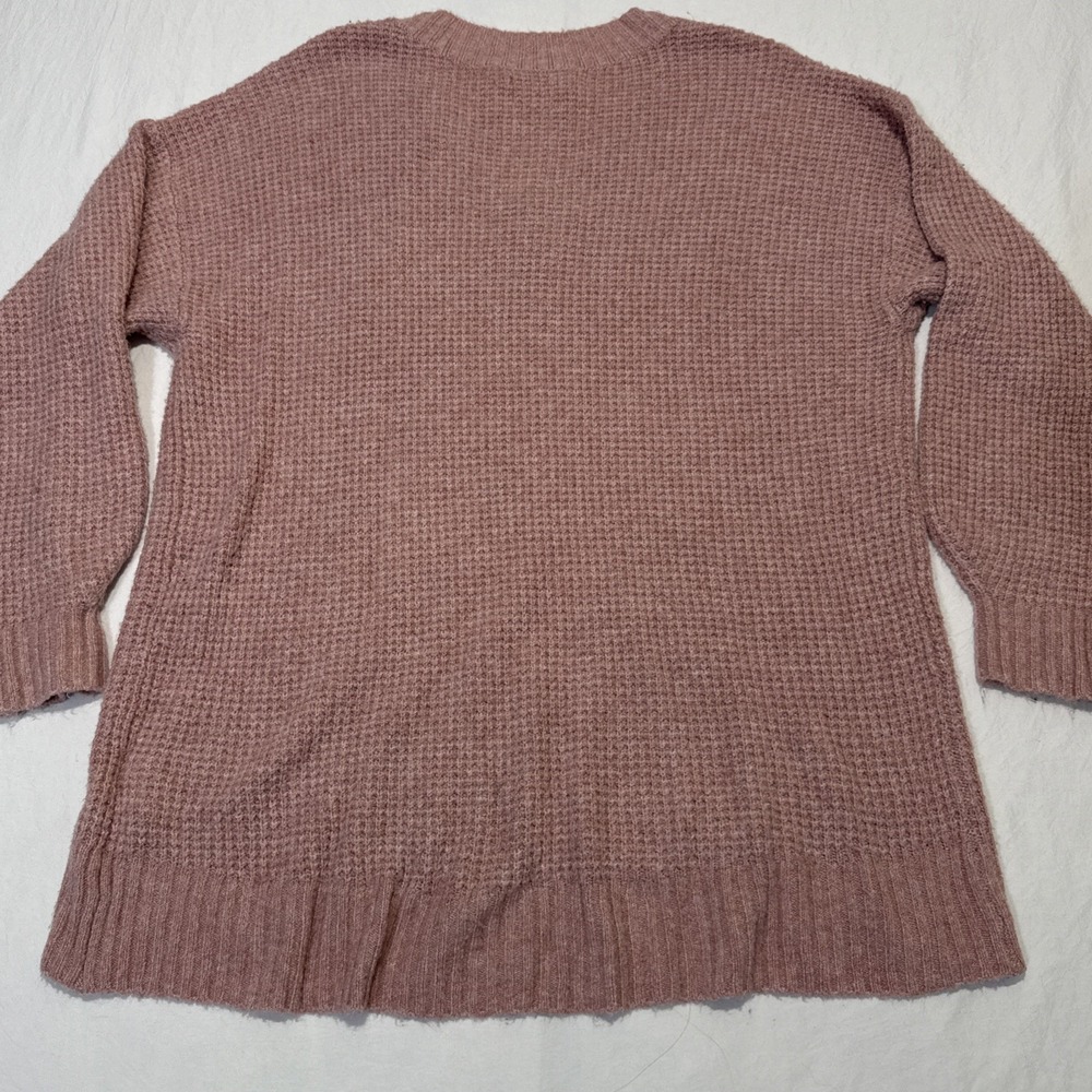 American Eagle Women's Small Dusty Rose V Neck Waffle Knit Sweater - Picture 8 of 8